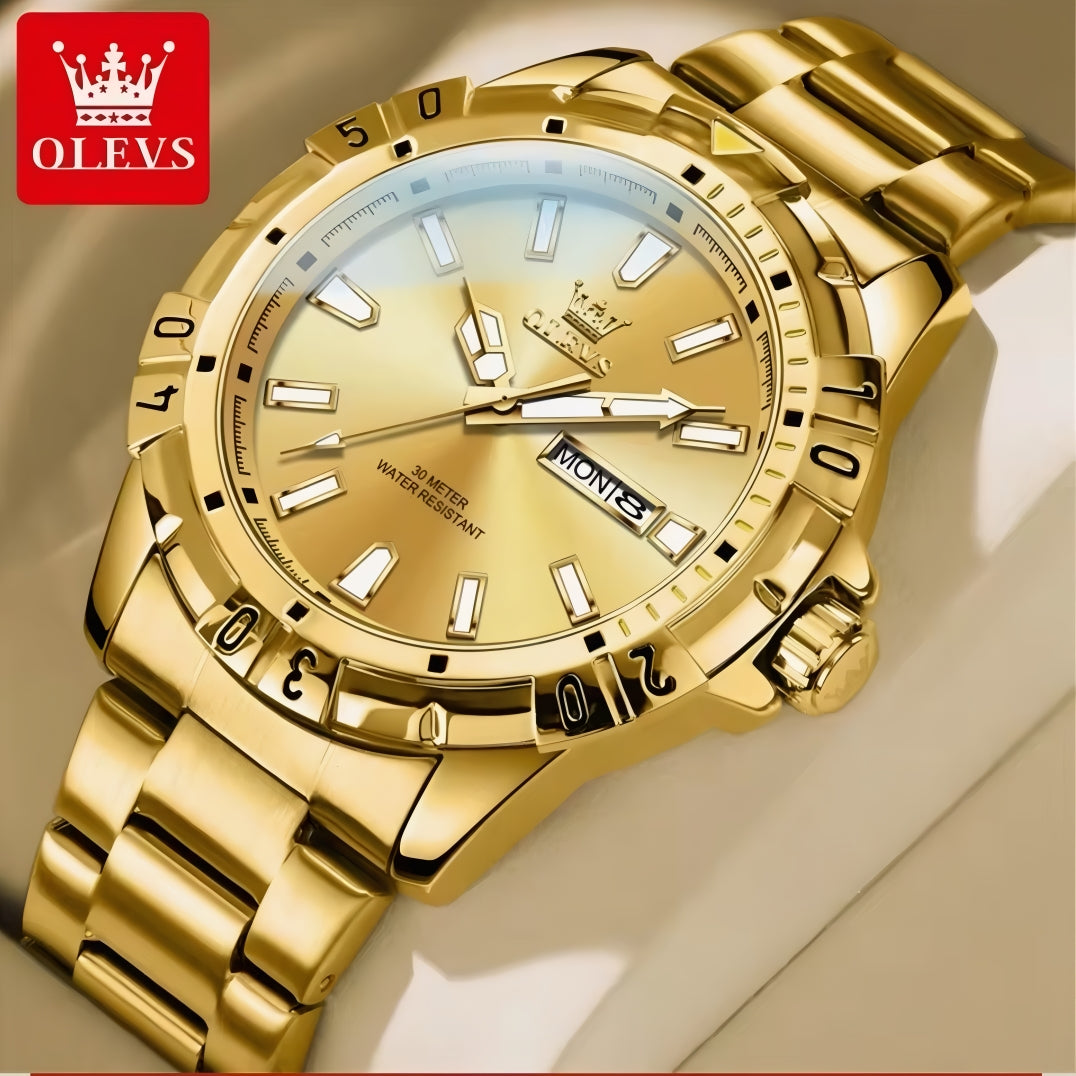 OLEVS dalış serisi kuvars kol saati erkekler için paslanmaz stestesu geçirmez aydınlık otomatik tarih/hafta lüks erkek saati Relogios