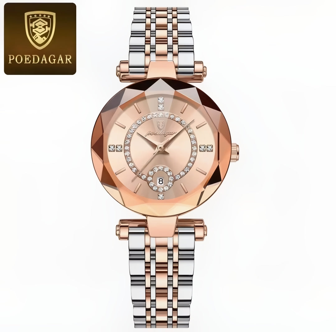 POEDAGAR Lüks Kadın Izle Yüksek Kaliteli Elmas Bayanlar Kuvars İzle Su Geçirmez Tarih Paslanmaz Çelik Kadın Saatler reloj + kutu