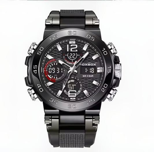 FOXBOX 2026 Moda Lüks Kuvars Erkek Kol Saati Su Geçirmez Çift Ekranlı Işıklı Kronograf Spor Saati Erkekler İçin reloj hommes+KUTU