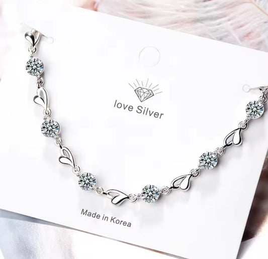 925 Ayar Gümüş Tatlı Moda Aşk Zirkon Bilezik Doğum Günü Yıldönümü Tatil Düğün Hediyesi