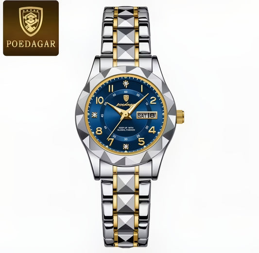 POEDAGAR Lüks kadın Saatler Su Geçirmez Aydınlık Tarih Hafta Bayanlar Izle Kadın Kuvars Paslanmaz Çelik Elbise Kadın Izle